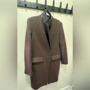 Equipment Wool overcoat leather collar